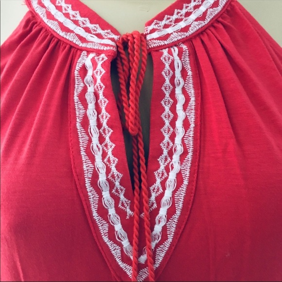 Neiman Marcus Coral Tassel Tank Striped Halter neckline. - Picture 13 of 13